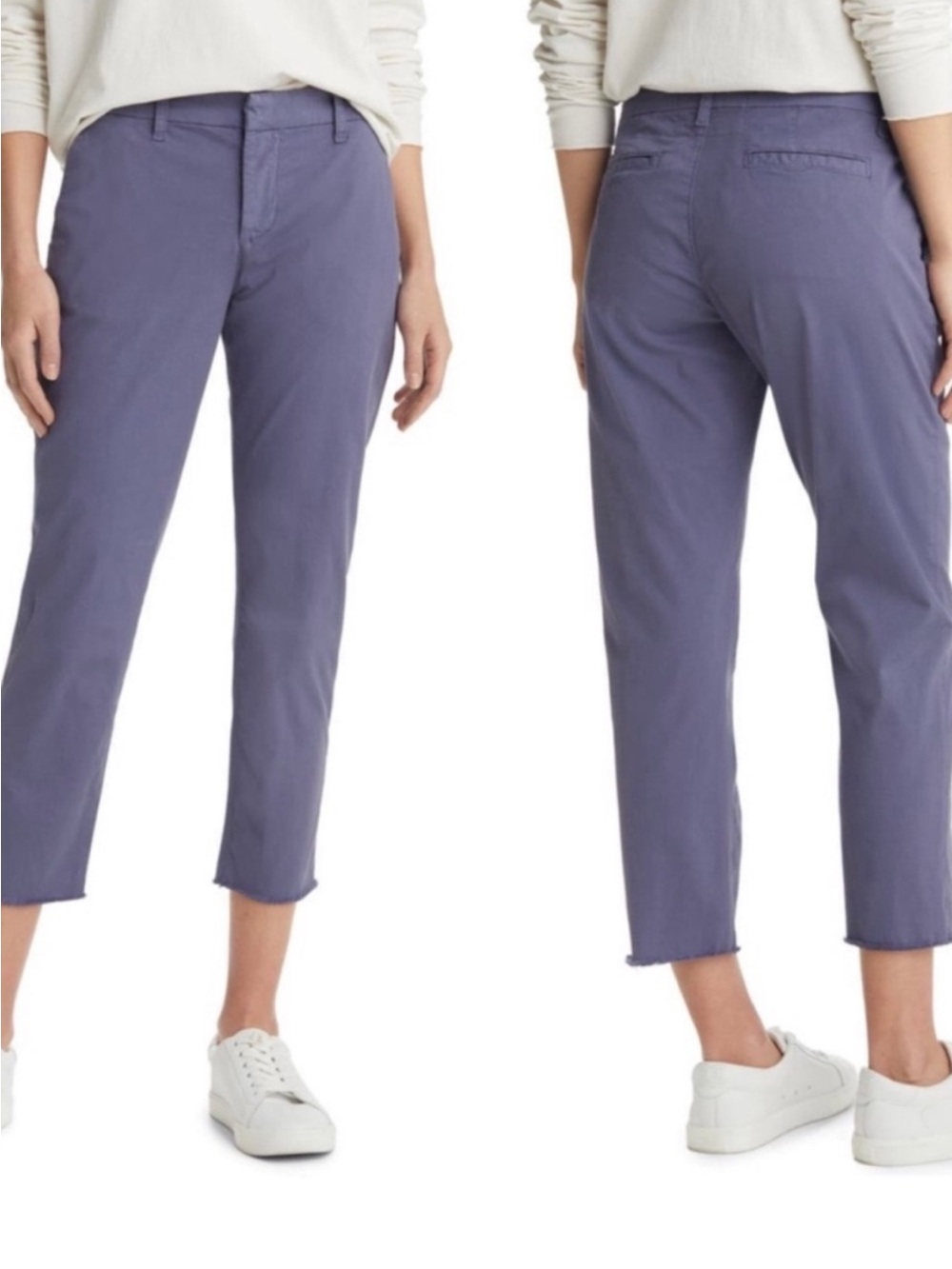 Frank & Eileen Wicklow Italian Cropped Cotton Twill Chino in Lilac Size 8